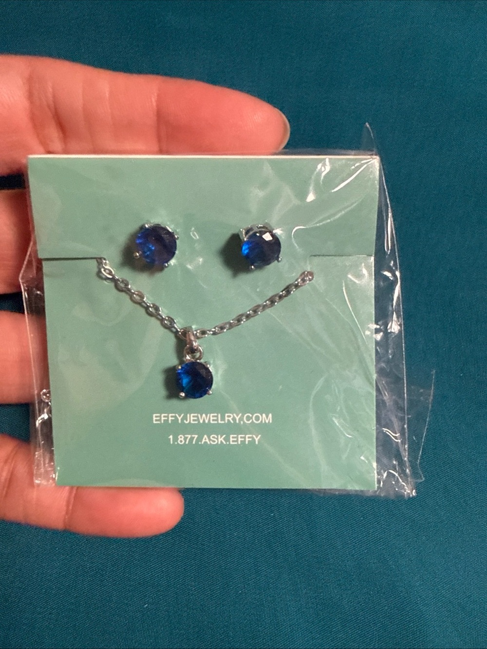 Effy Royal Blue Crystal Necklace and Stud Earring Set